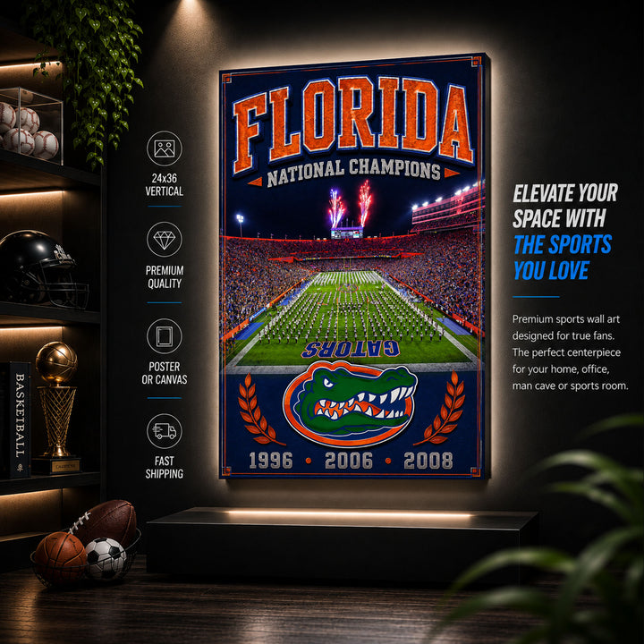 Florida Gators Football Stadium Fan Poster or Canvas Wall Art