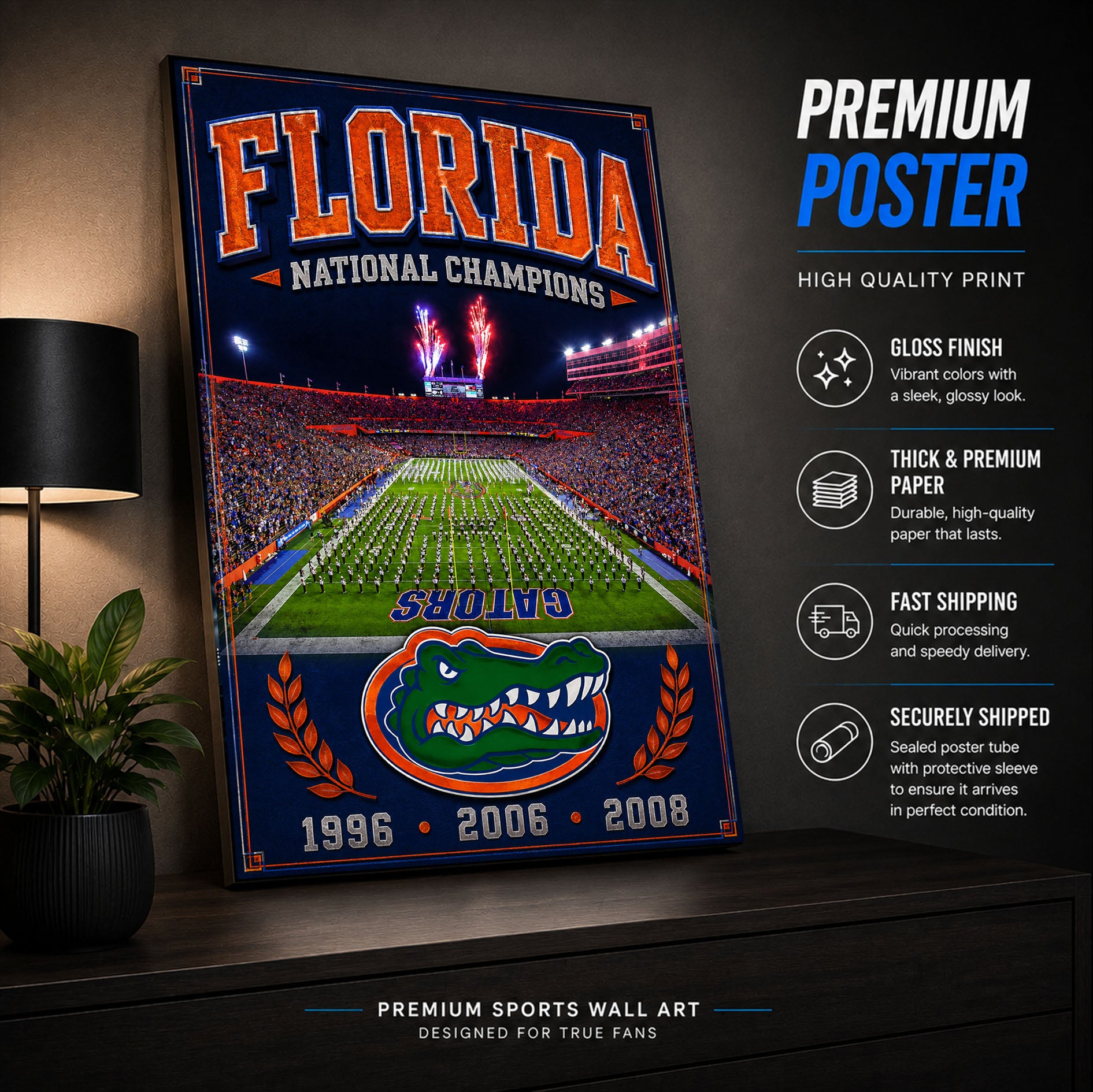 Florida Gators Football Stadium Fan Poster or Canvas Wall Art