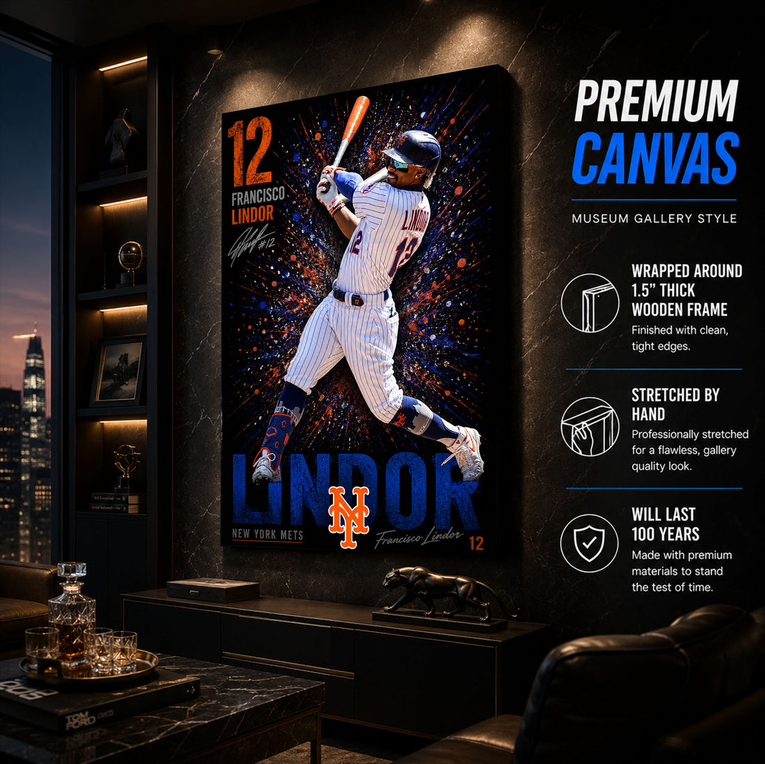 Francisco Lindor Mets Poster or Canvas Wall Art