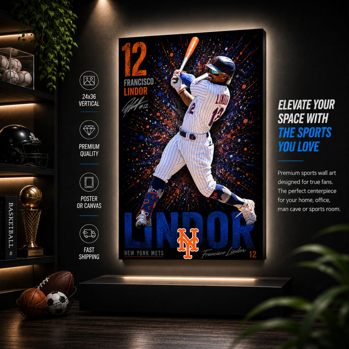 Francisco Lindor Mets Poster or Canvas Wall Art