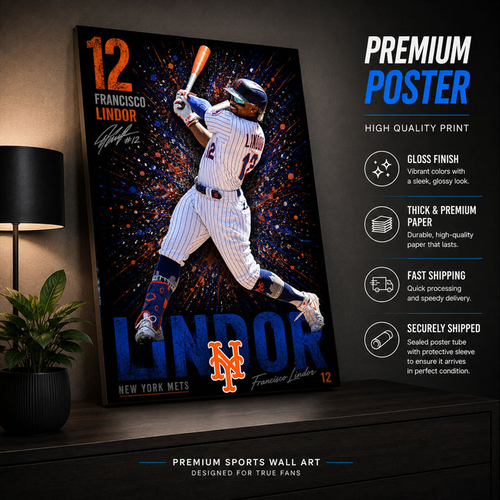 Francisco Lindor Mets Poster or Canvas Wall Art