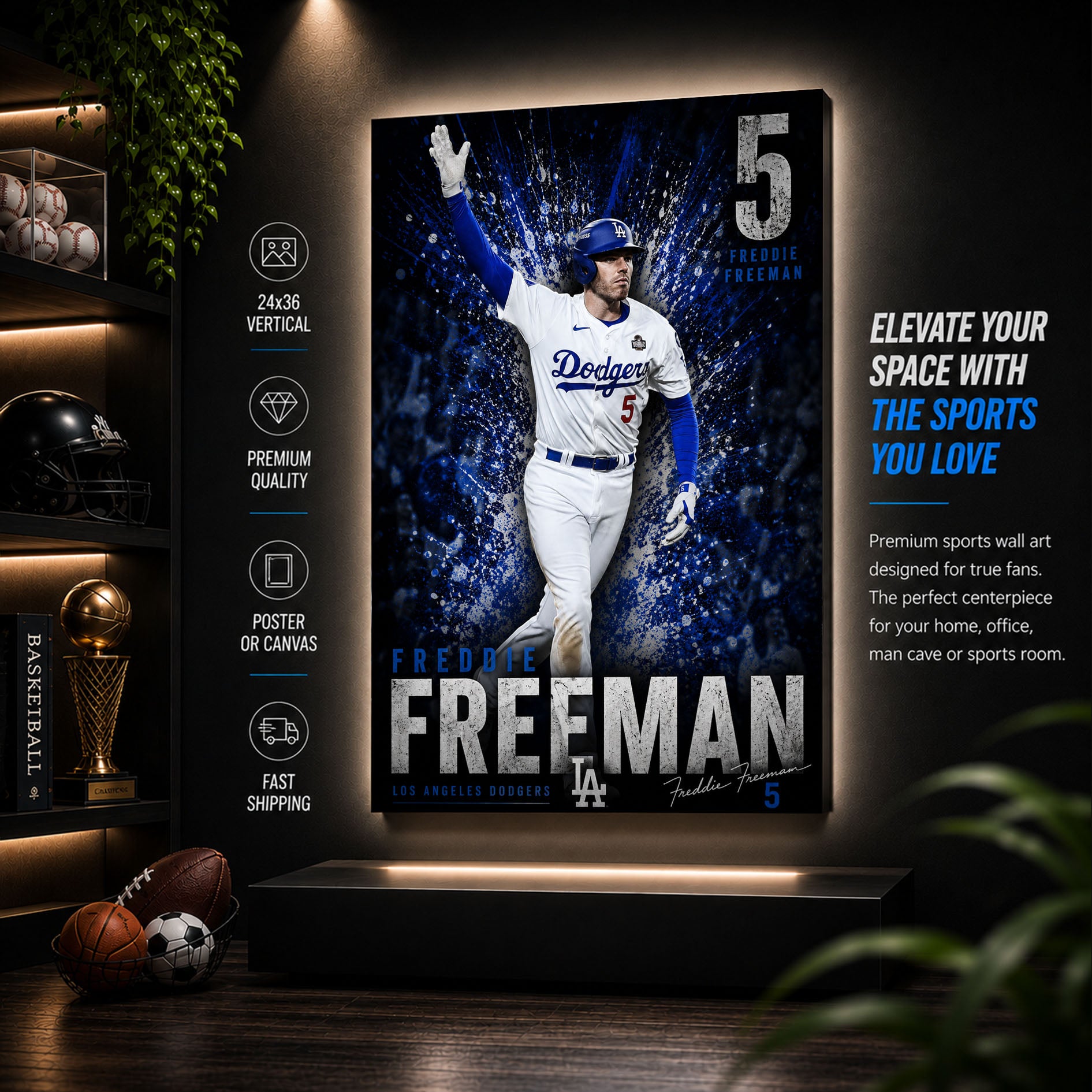 Freddie Freeman Dodgers Poster or Canvas Wall Art