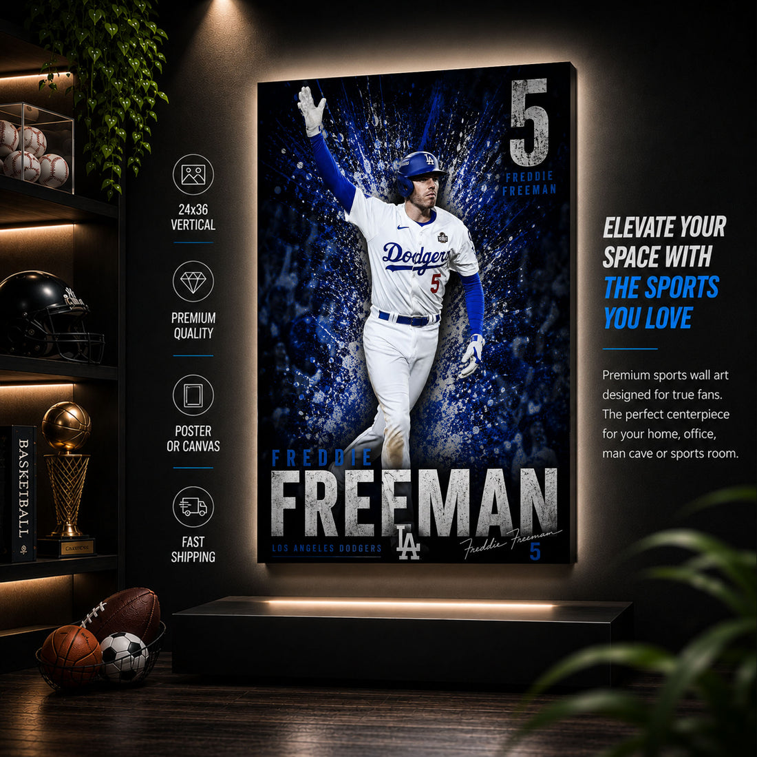 Freddie Freeman Dodgers Poster or Canvas Wall Art