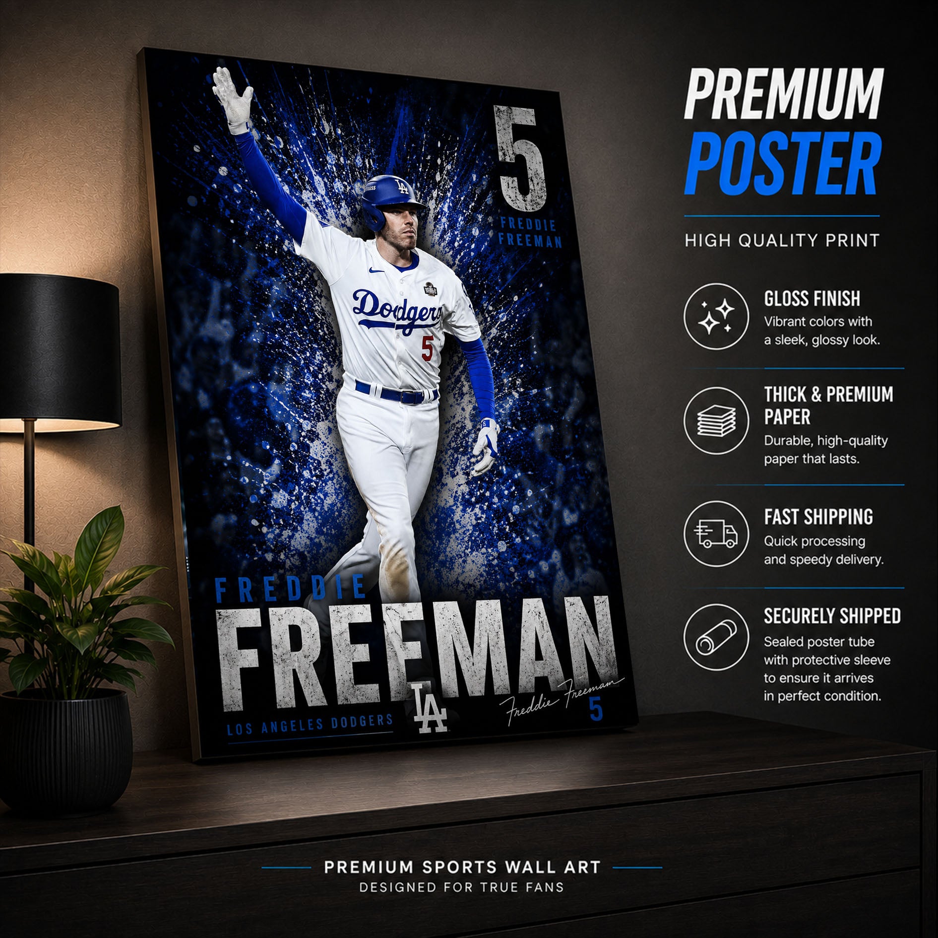 Freddie Freeman Dodgers Poster or Canvas Wall Art