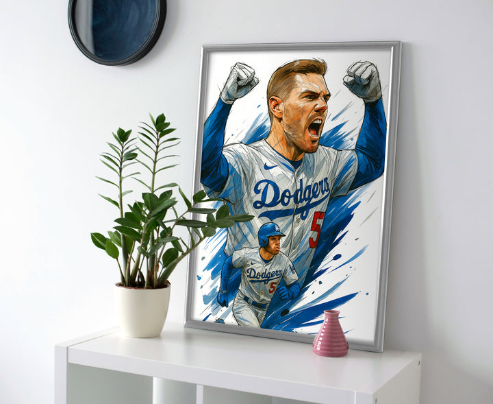 freddie freeman la posters canvas dodgers baseball wall art painting