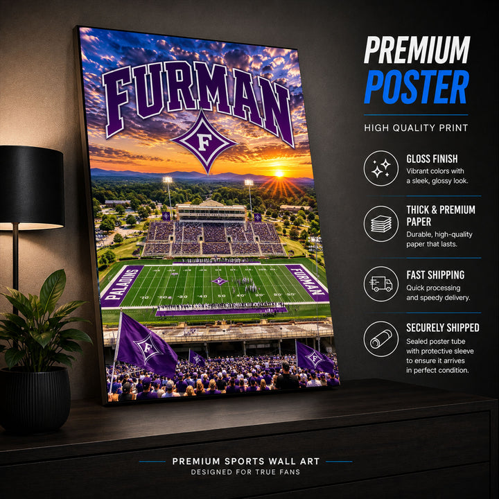 Furman Football Stadium Poster or Canvas Wall Art