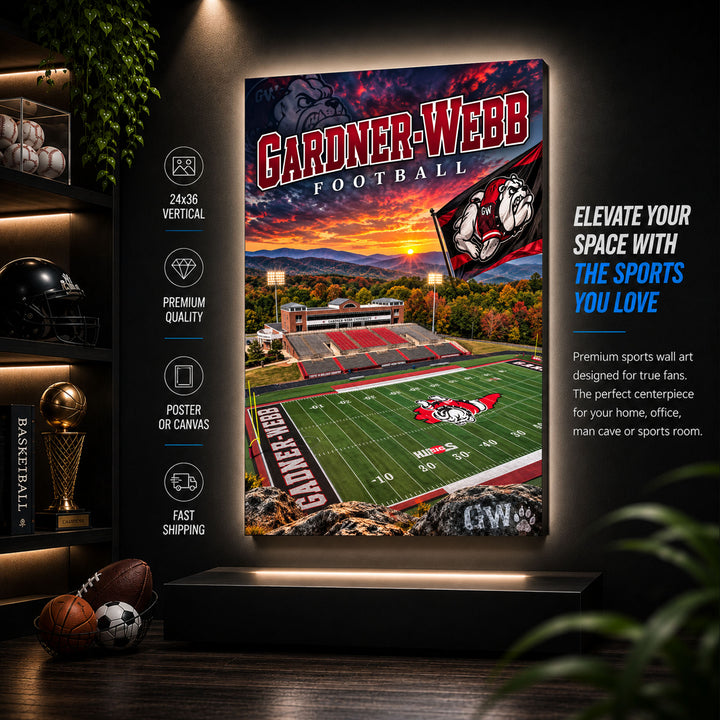 Gardner Webb Football Stadium Poster or Canvas Wall Art