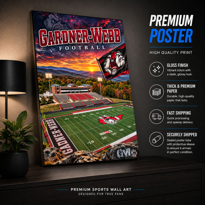 Gardner Webb Football Stadium Poster or Canvas Wall Art