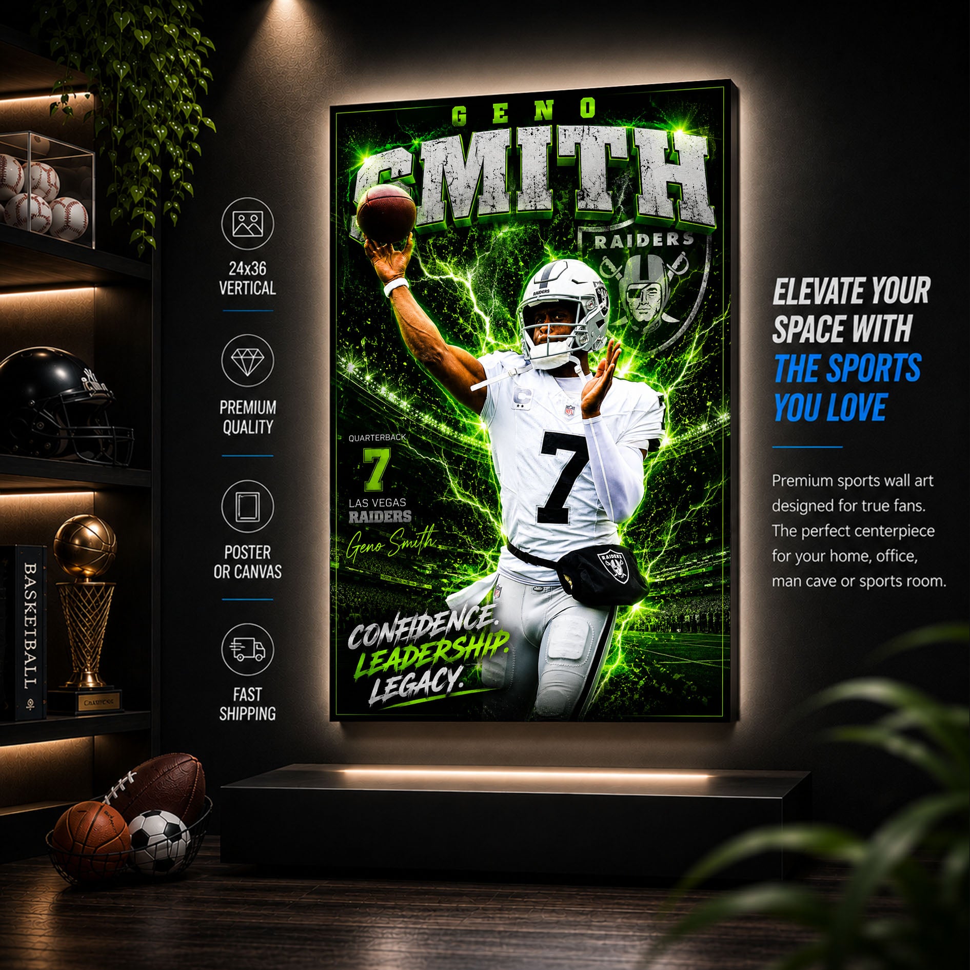 Geno Smith Raiders Fan Poster or Canvas Wall Art