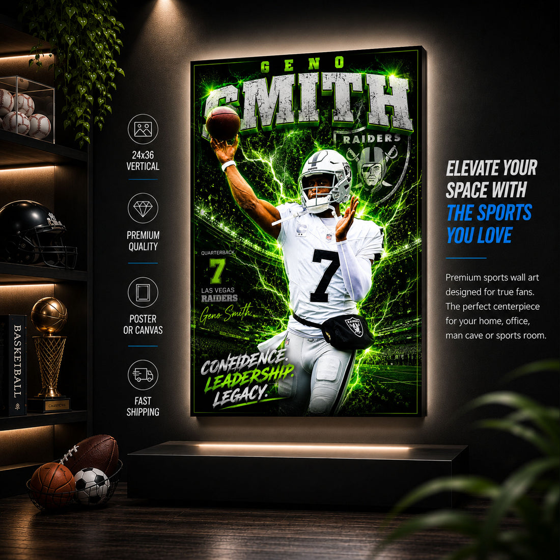Geno Smith Raiders Fan Poster or Canvas Wall Art