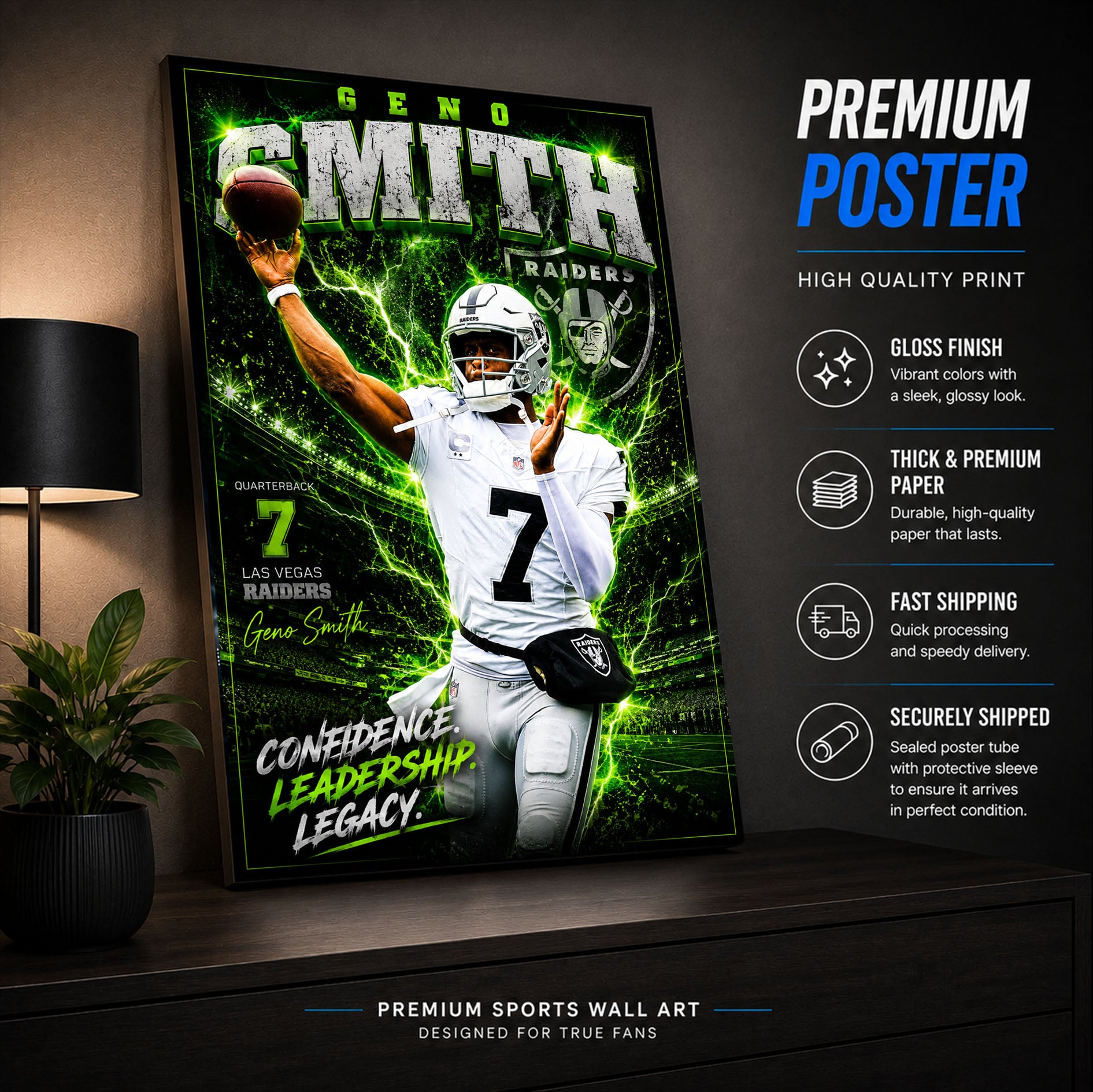 Geno Smith Raiders Fan Poster or Canvas Wall Art