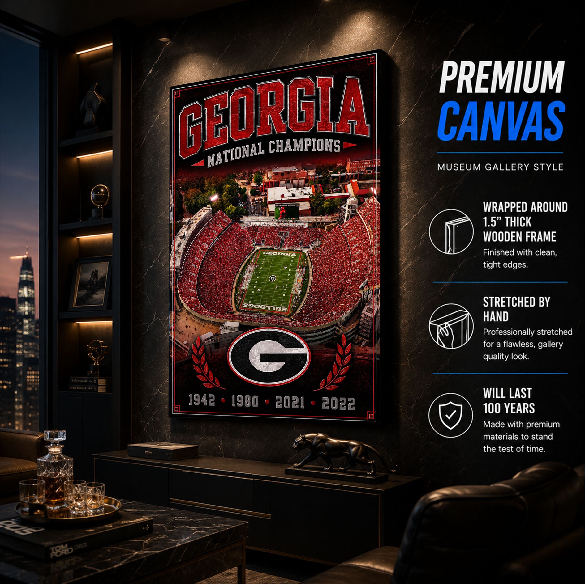 Georgia Bulldogs Football Stadium Fan Poster or Canvas Wall Art