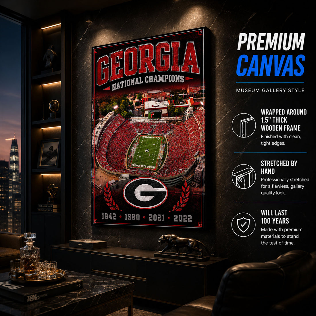 Georgia Bulldogs Football Stadium Fan Poster or Canvas Wall Art