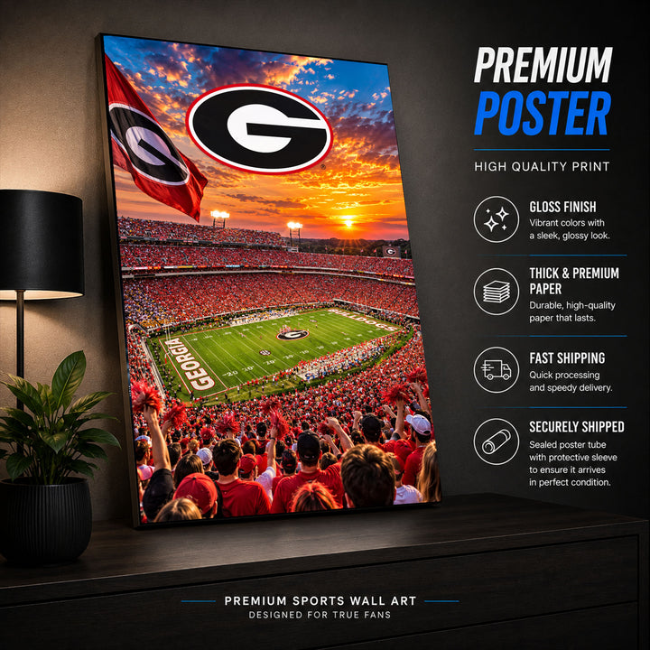 Georgia Bulldogs Football Stadium Poster or Canvas Wall Art