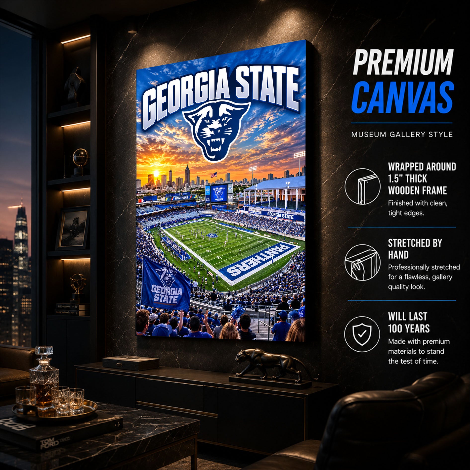 Georgia State Football Stadium Poster or Canvas Wall Art