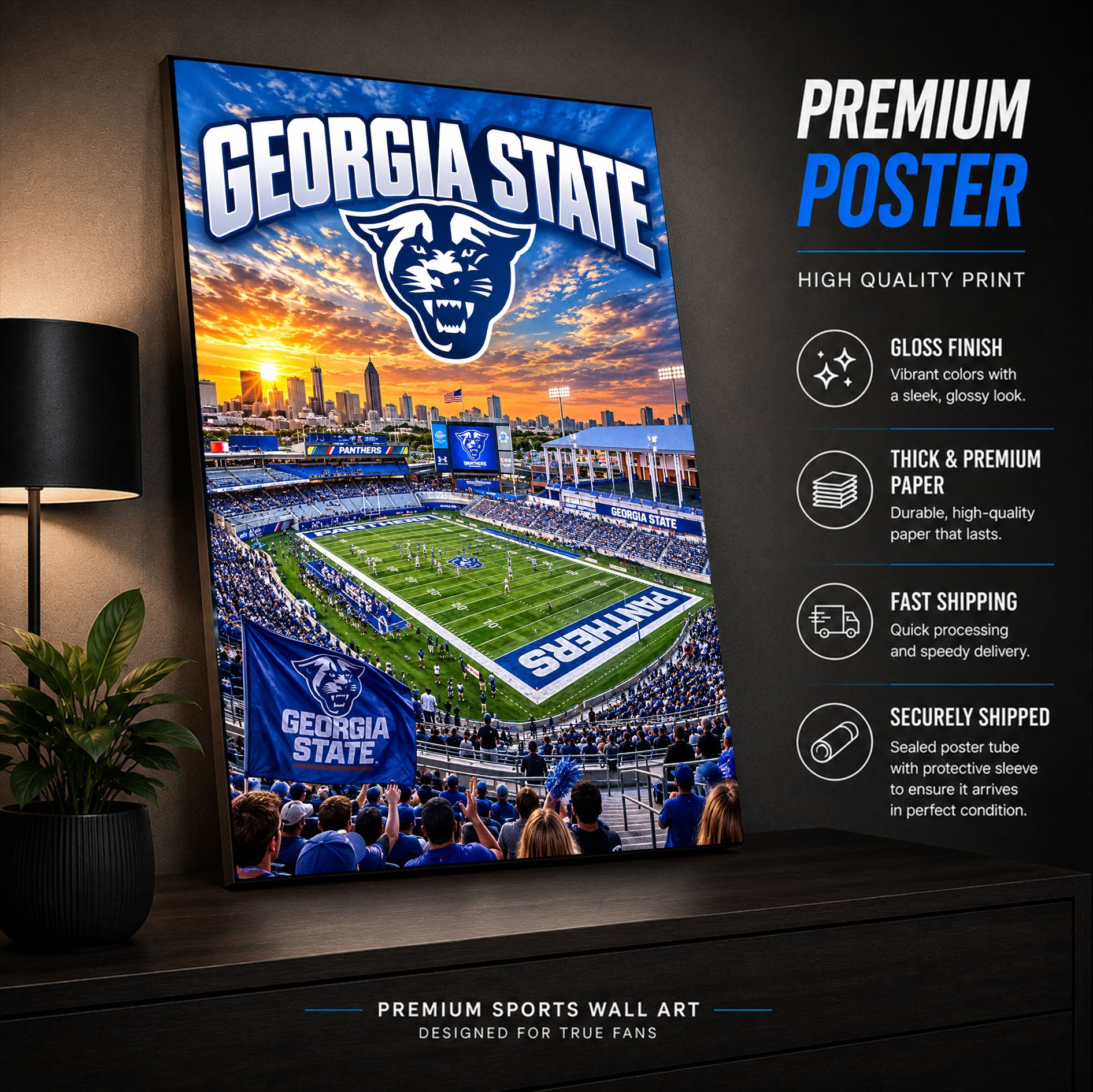 Georgia State Football Stadium Poster or Canvas Wall Art