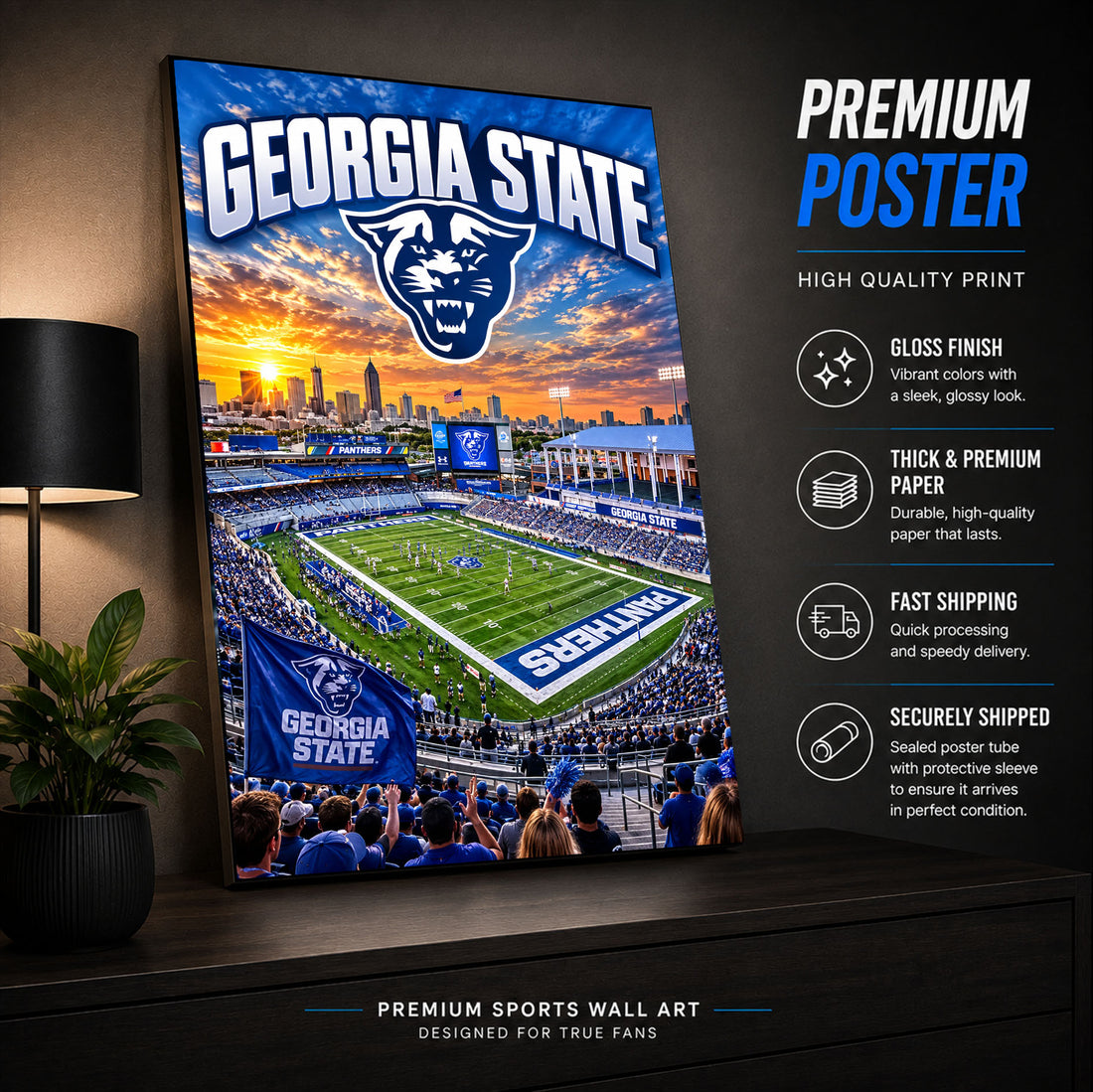 Georgia State Football Stadium Poster or Canvas Wall Art