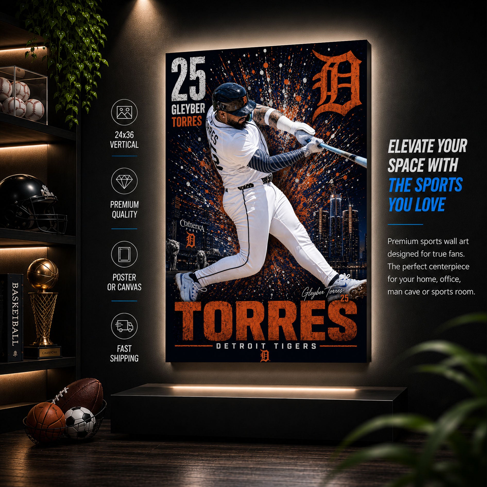 Gleyber Torres Tigers Poster or Canvas Wall Art