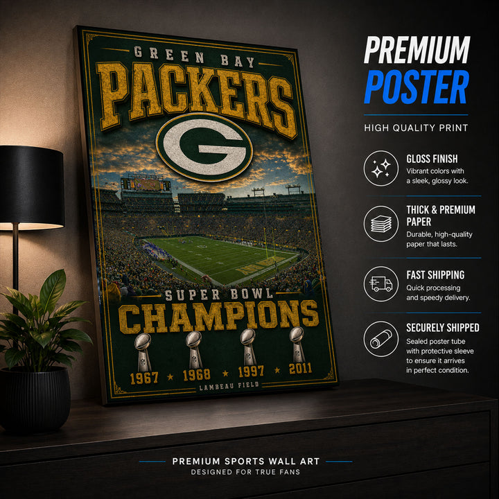 Green Bay Packers Stadium Fan Poster or Canvas Wall Art