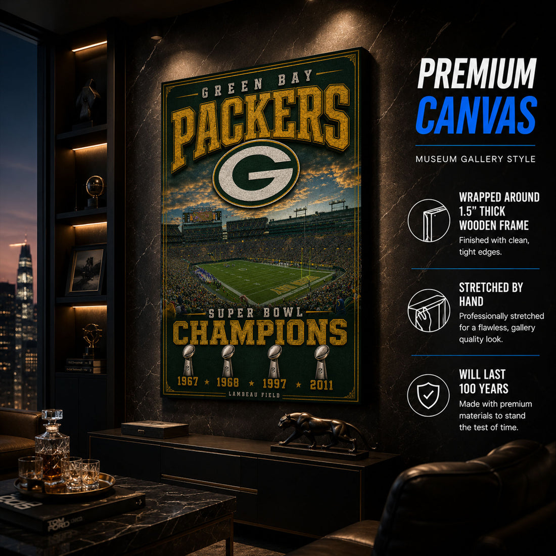 Green Bay Packers Stadium Fan Poster or Canvas Wall Art