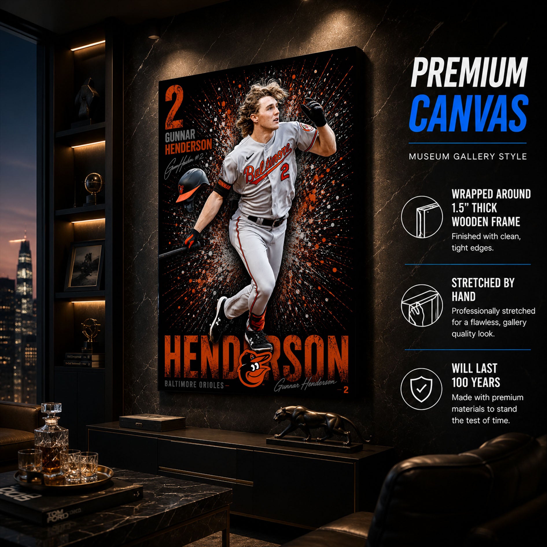 Gunnar Henderson Orioles Poster or Canvas Wall Art