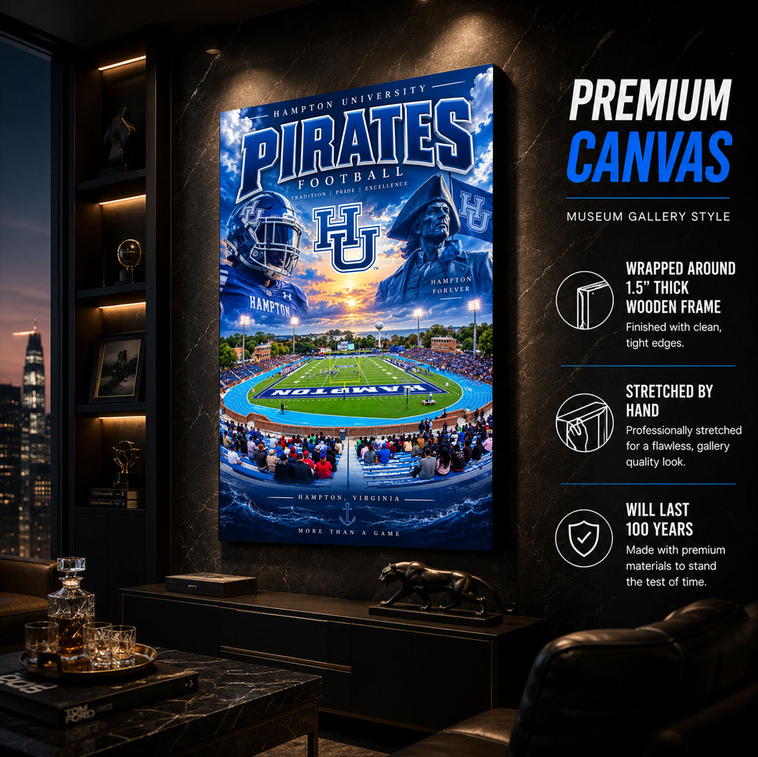 Hampton University Football Stadium Poster or Canvas Wall Art
