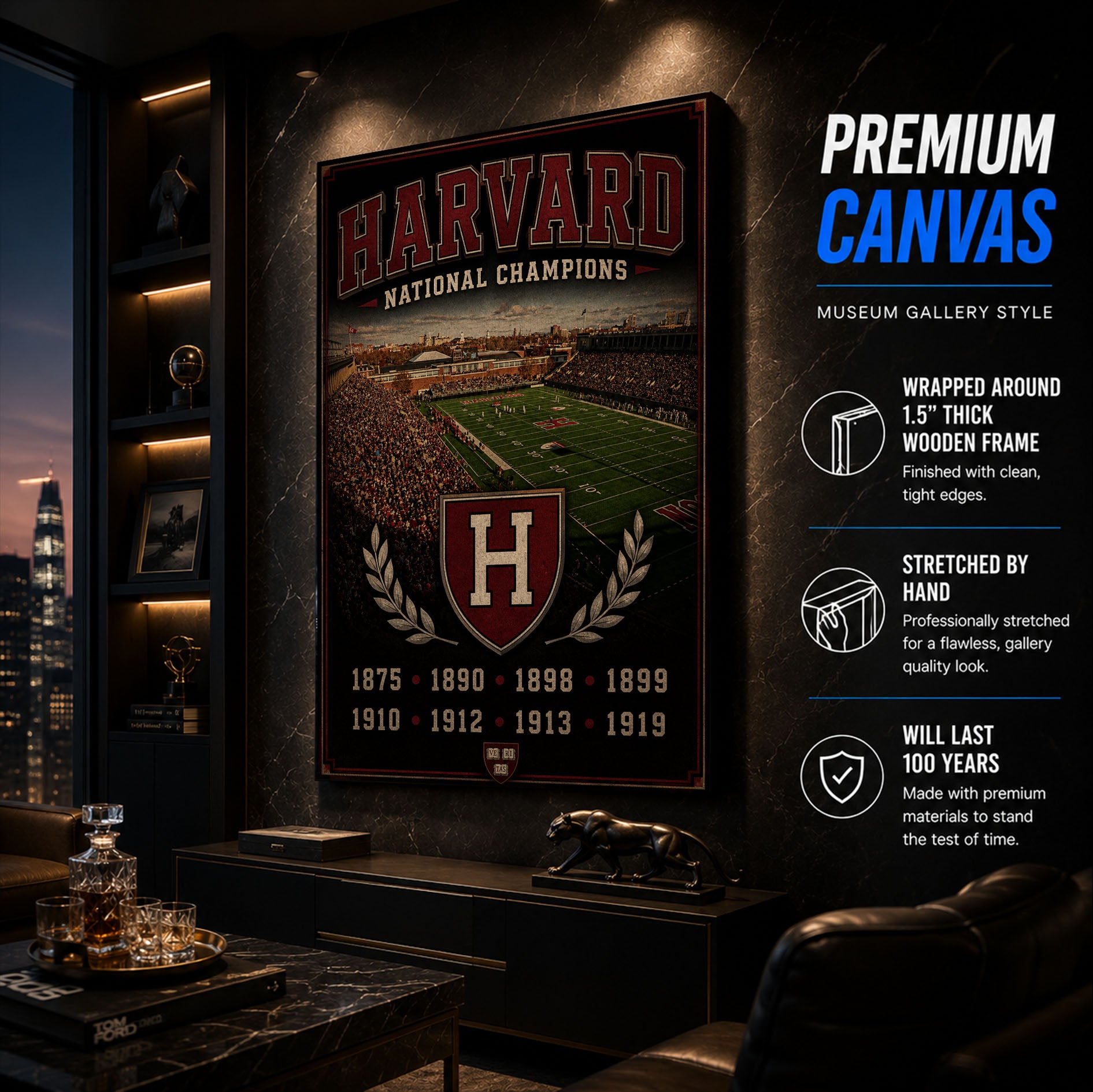 Harvard Football Stadium Fan Poster or Canvas Wall Art