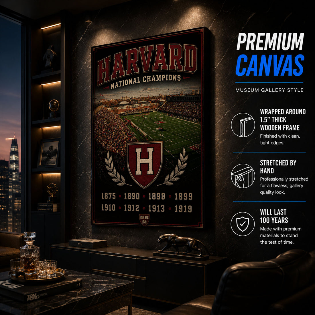 Harvard Football Stadium Fan Poster or Canvas Wall Art