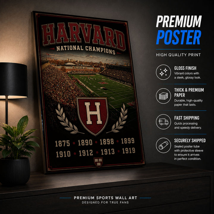 Harvard Football Stadium Fan Poster or Canvas Wall Art