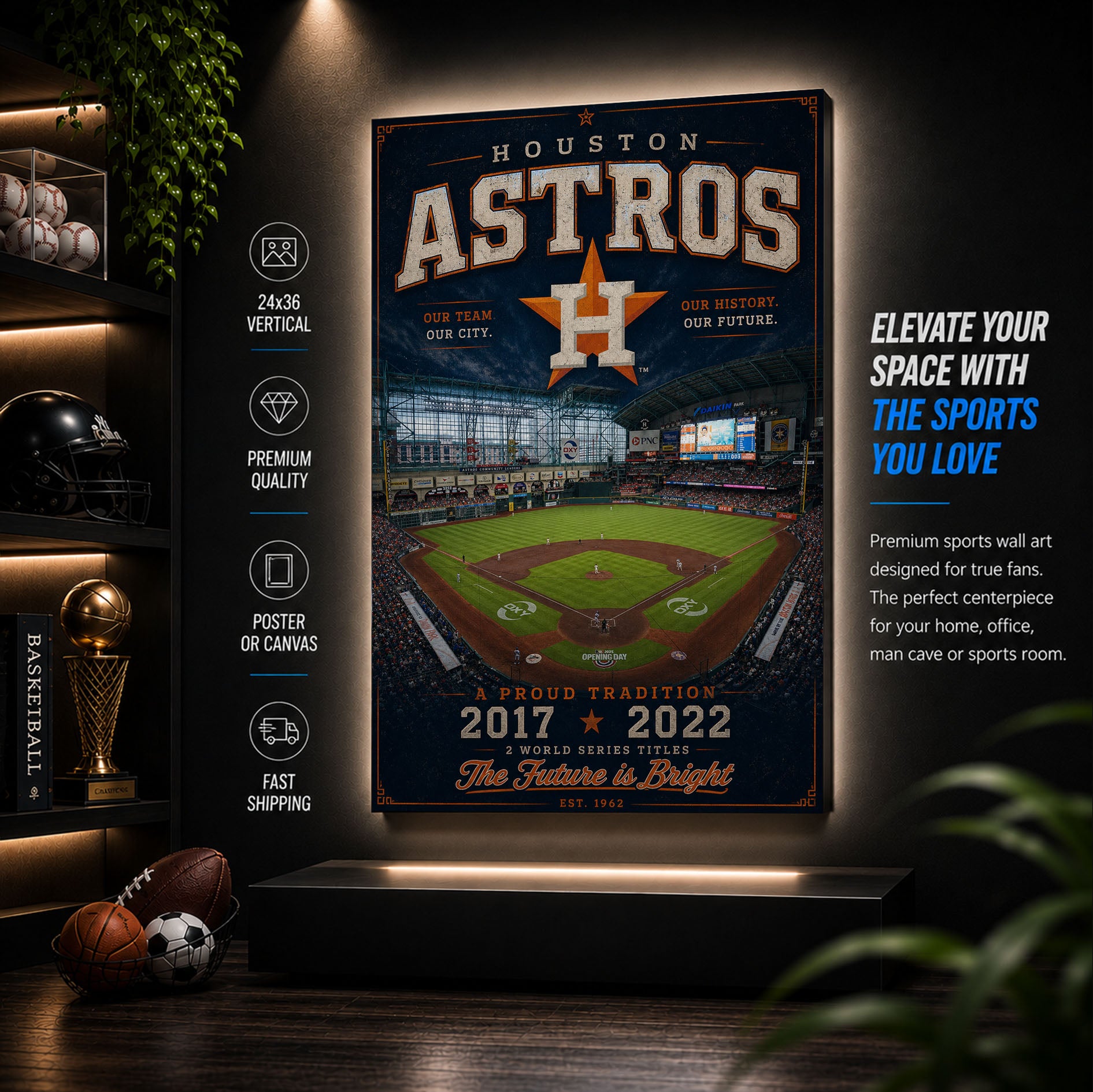 Houston Astros Stadium Fan Poster or Canvas Wall Art