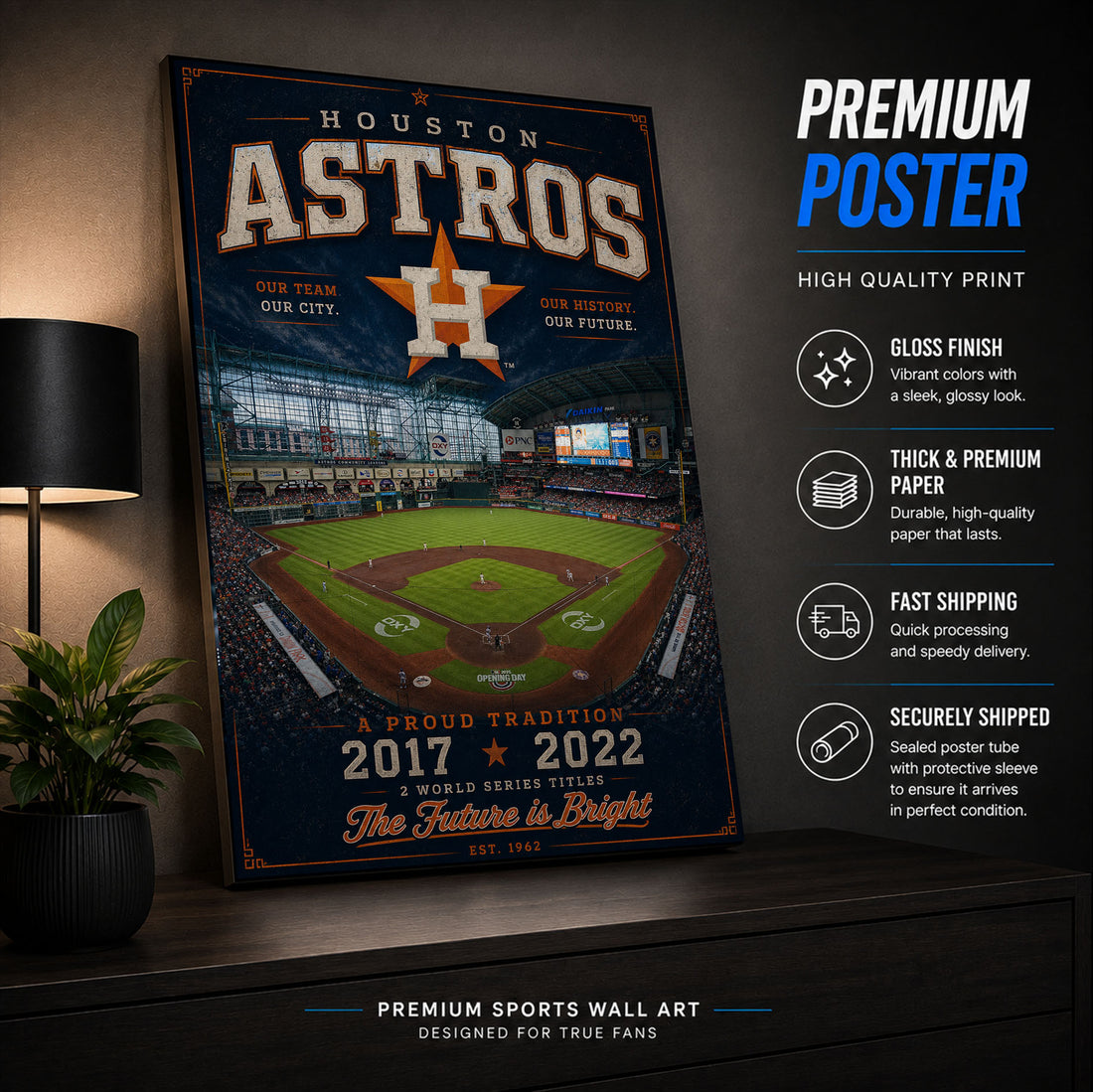 Houston Astros Stadium Fan Poster or Canvas Wall Art