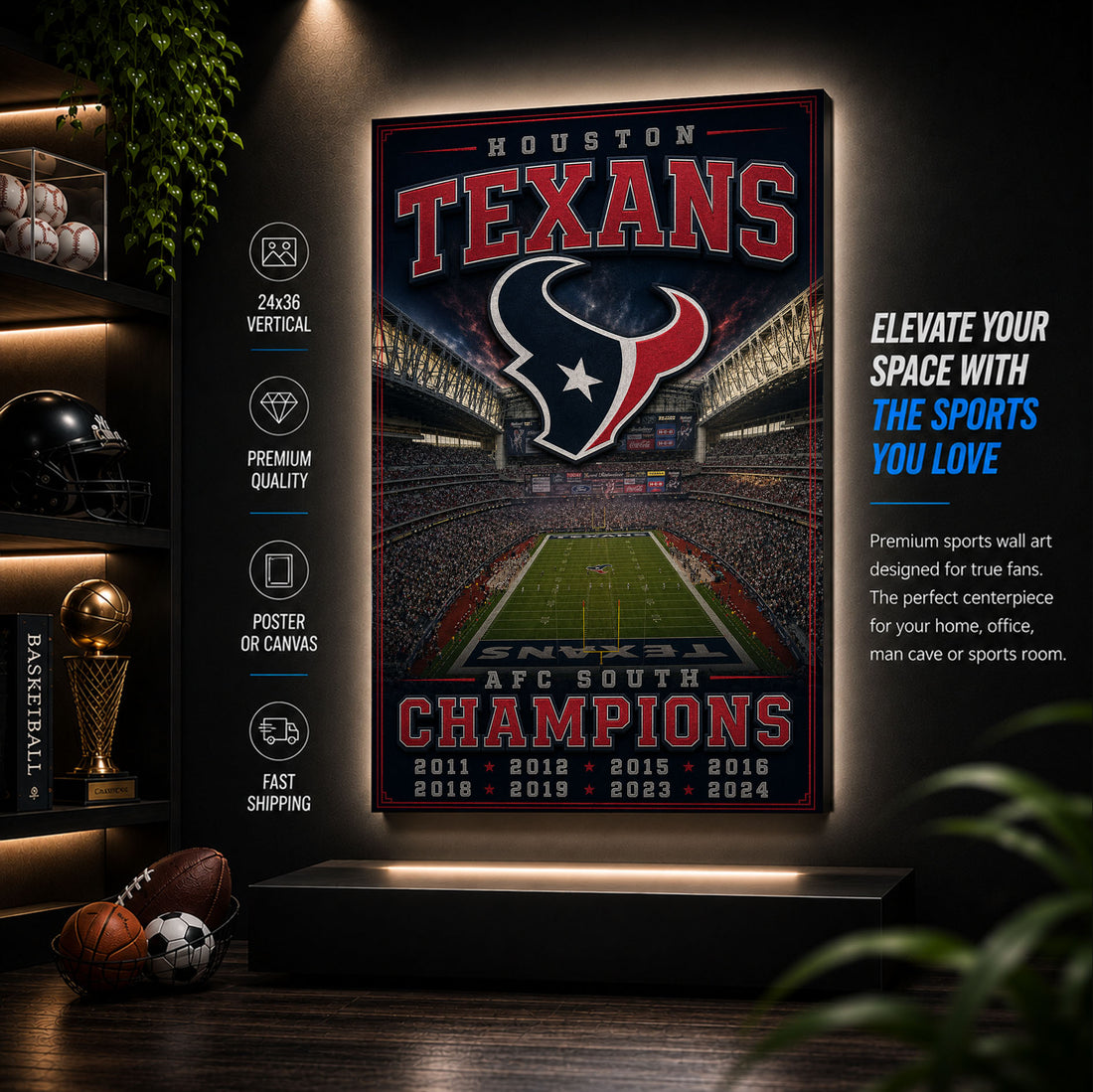 Houston Texans Stadium Fan Poster or Canvas Wall Art
