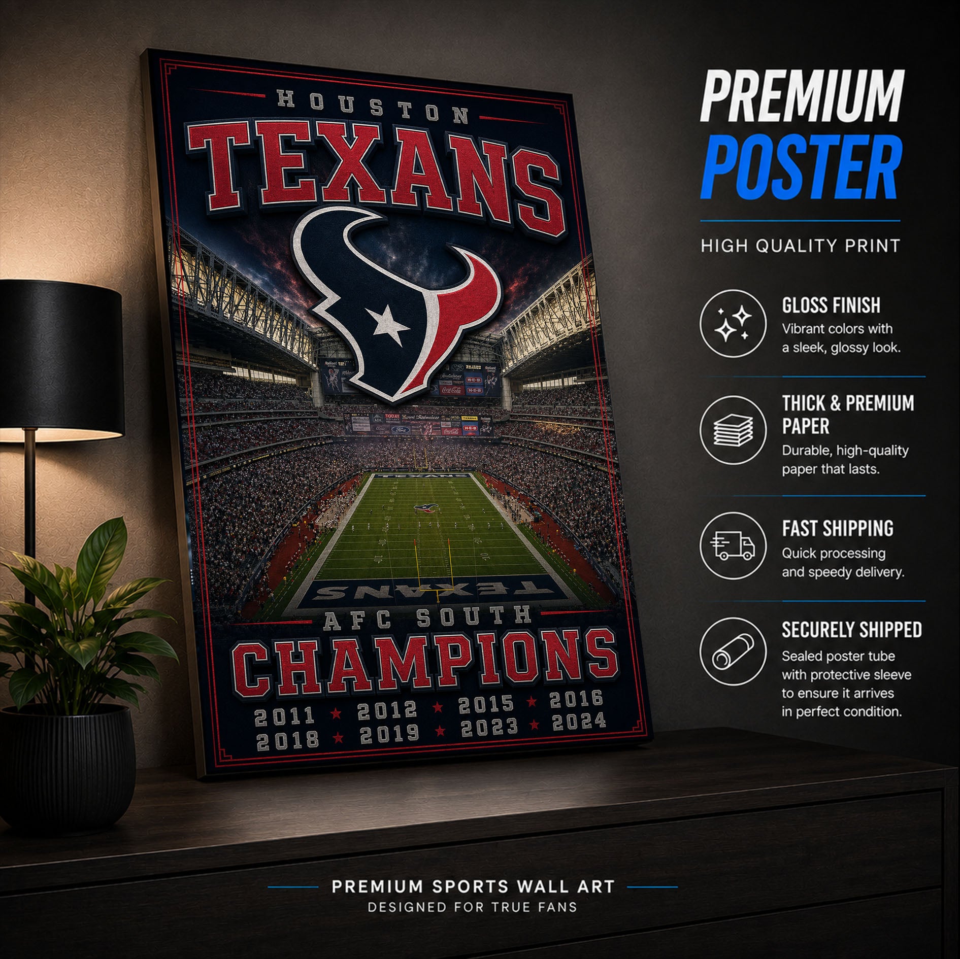 Houston Texans Stadium Fan Poster or Canvas Wall Art