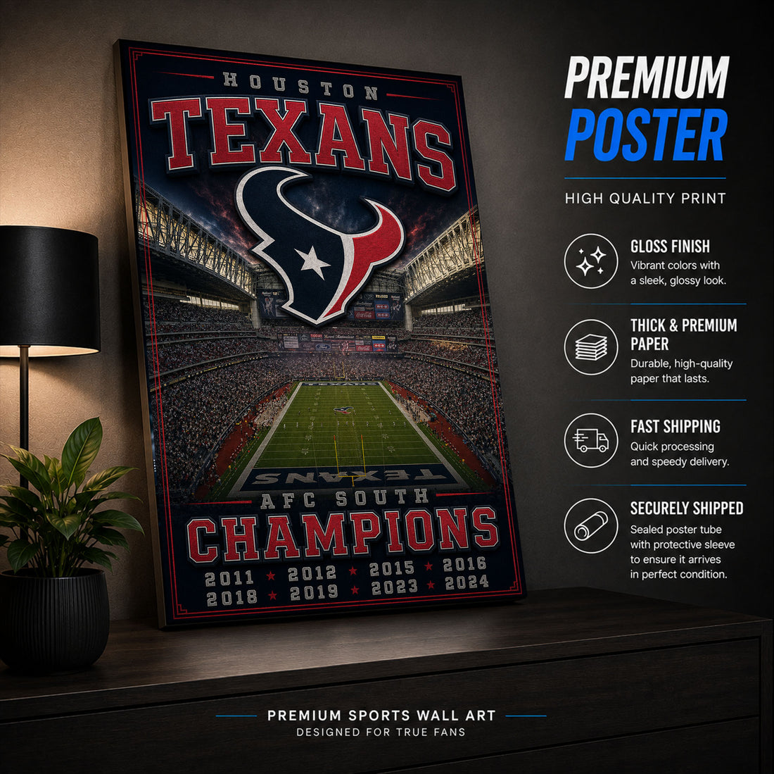 Houston Texans Stadium Fan Poster or Canvas Wall Art