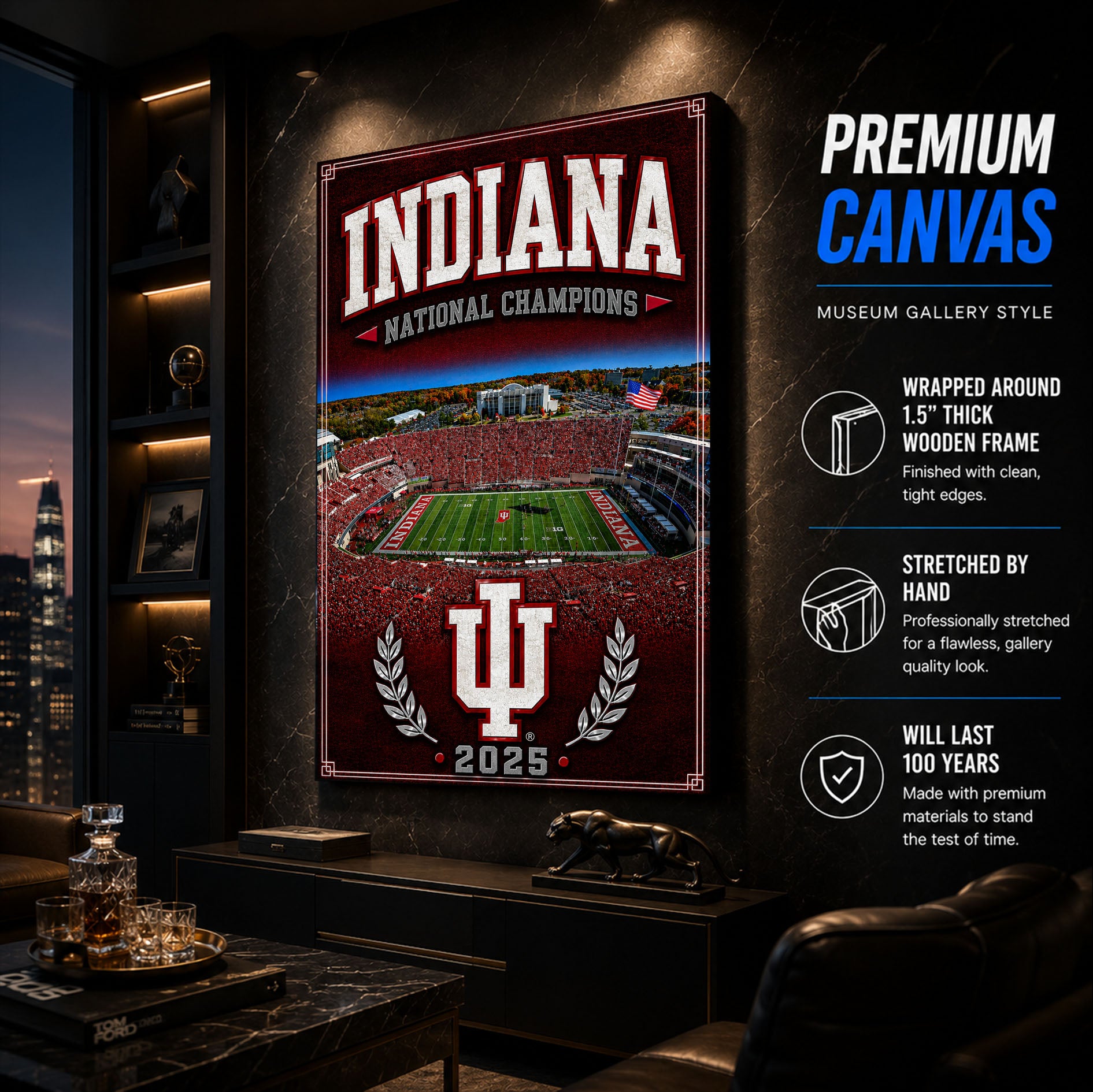 Indiana Football Stadium Fan Poster or Canvas Wall Art