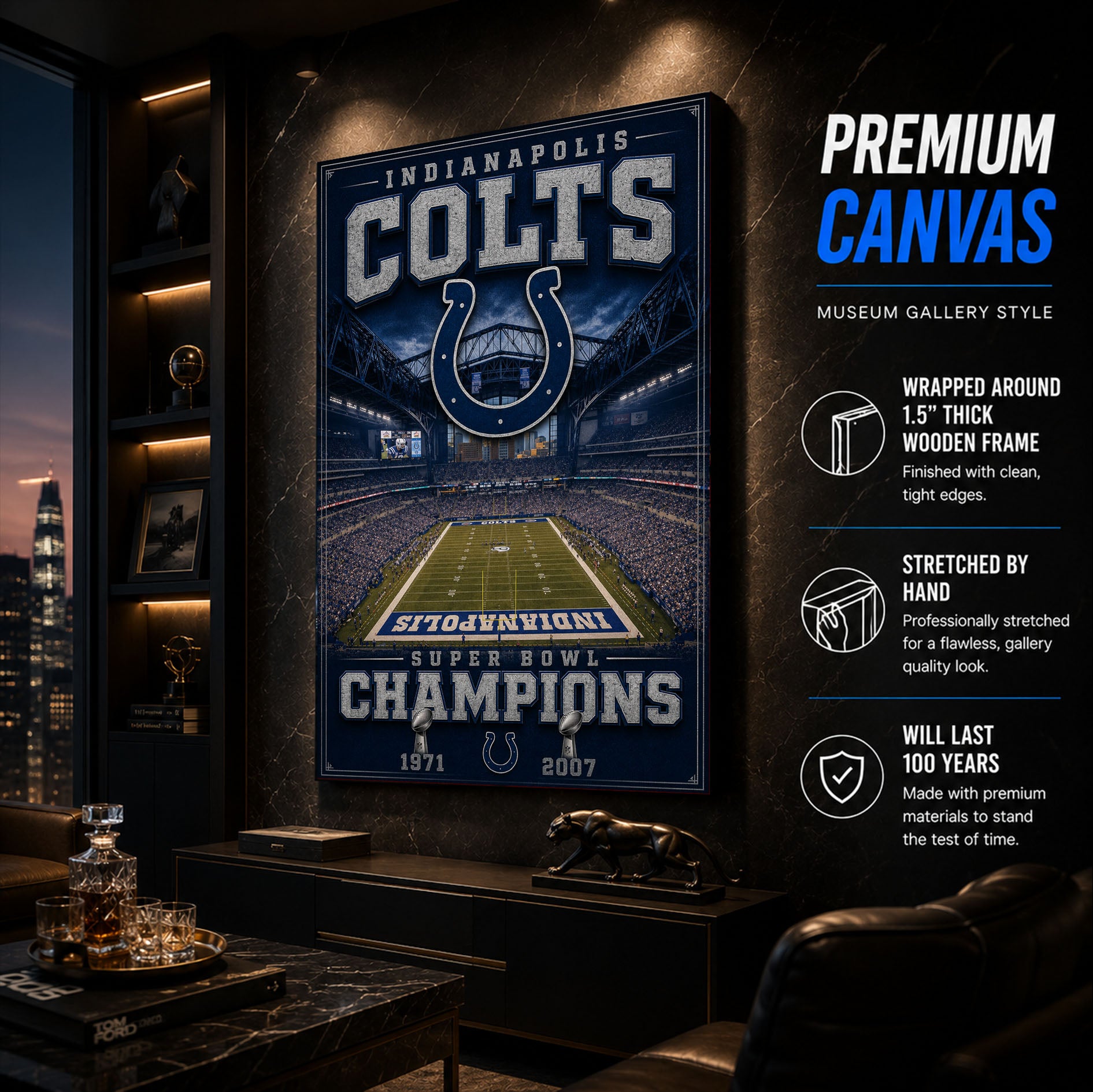 Indianapolis Colts Stadium Fan Poster or Canvas Wall Art