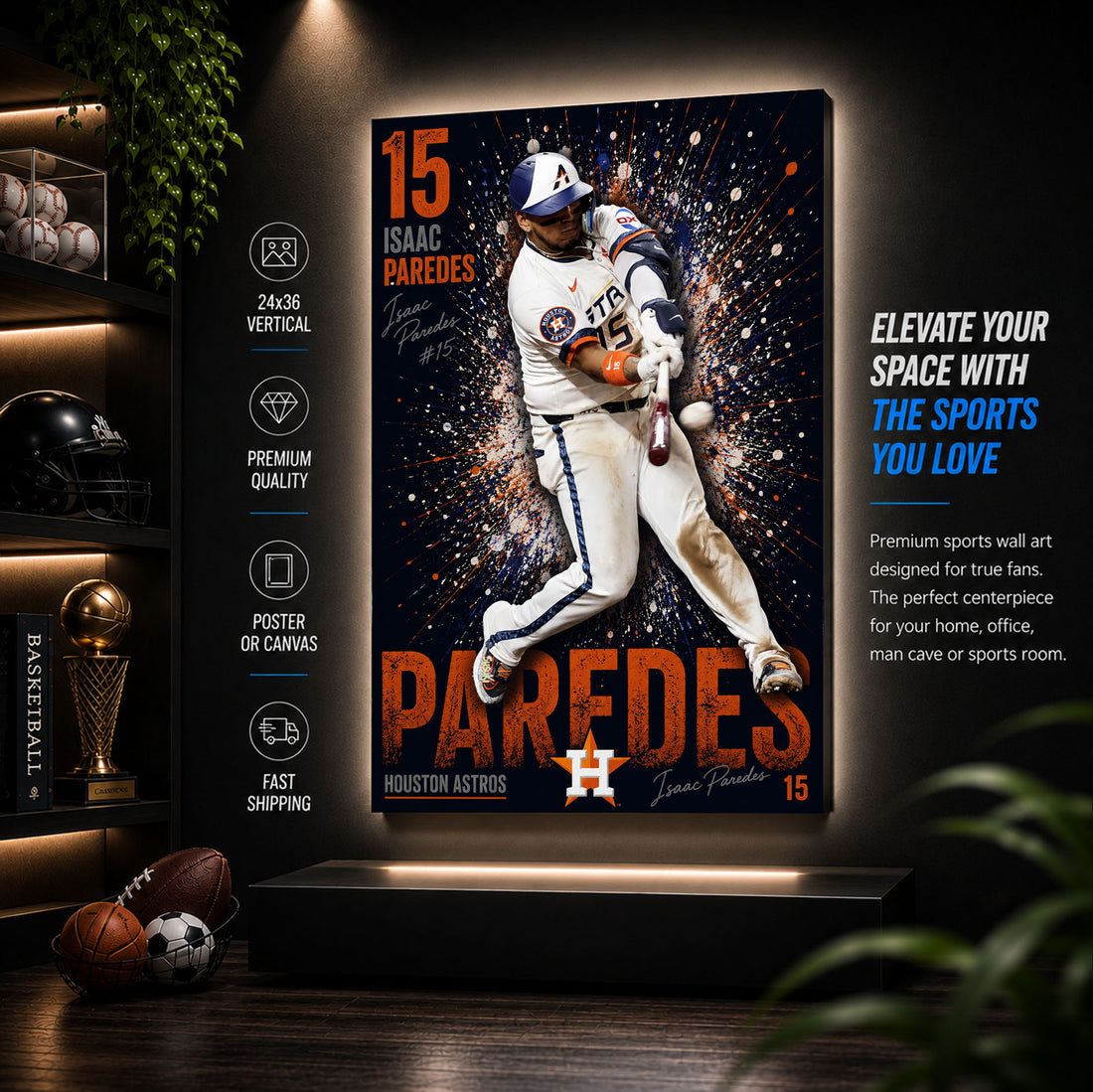 Isaac Paredes Astros Poster or Canvas Wall Art