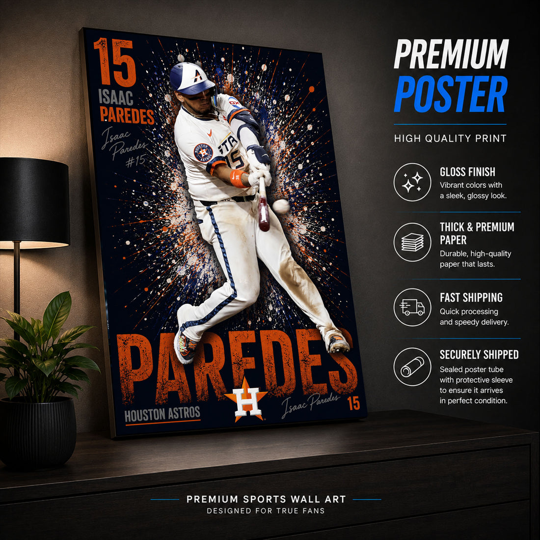 Isaac Paredes Astros Poster or Canvas Wall Art