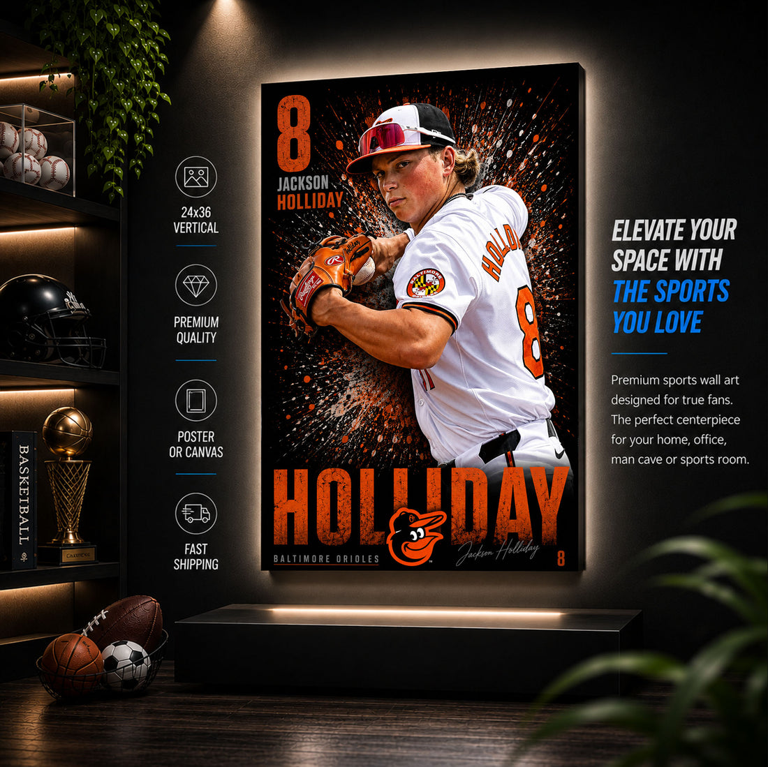 Jackson Holliday Orioles Poster or Canvas Wall Art