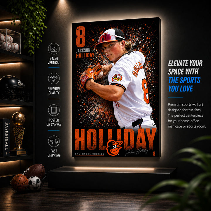 Jackson Holliday Orioles Poster or Canvas Wall Art