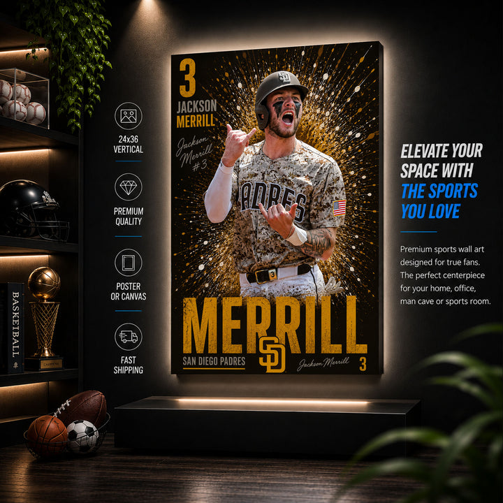 Jackson Merrill Padres Poster or Canvas Wall Art