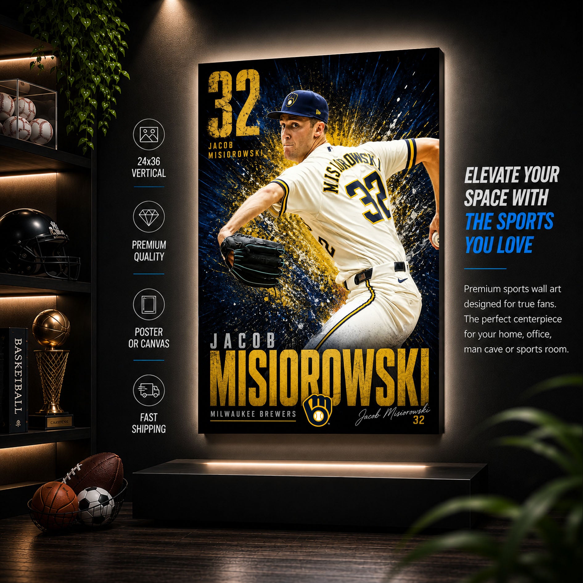 Jacob Misiorowski Brewers Poster or Canvas Wall Art