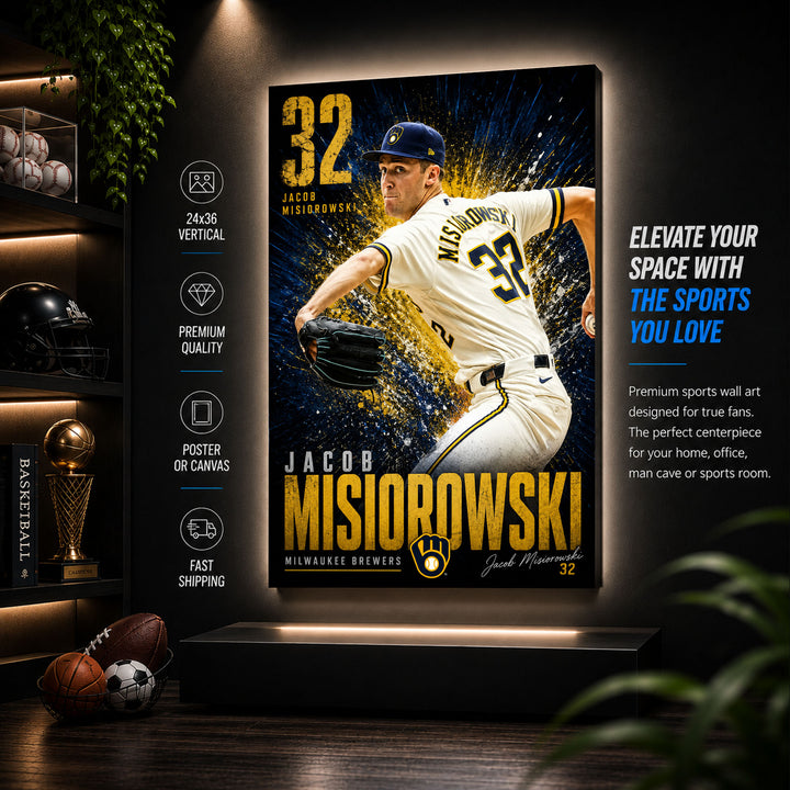Jacob Misiorowski Brewers Poster or Canvas Wall Art
