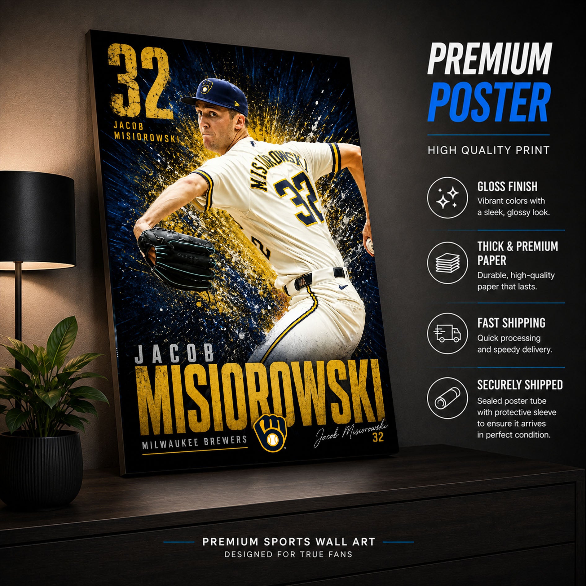 Jacob Misiorowski Brewers Poster or Canvas Wall Art
