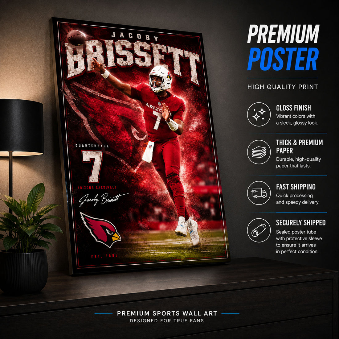 Jacoby Brissett Cardinals Fan Poster or Canvas Wall Art
