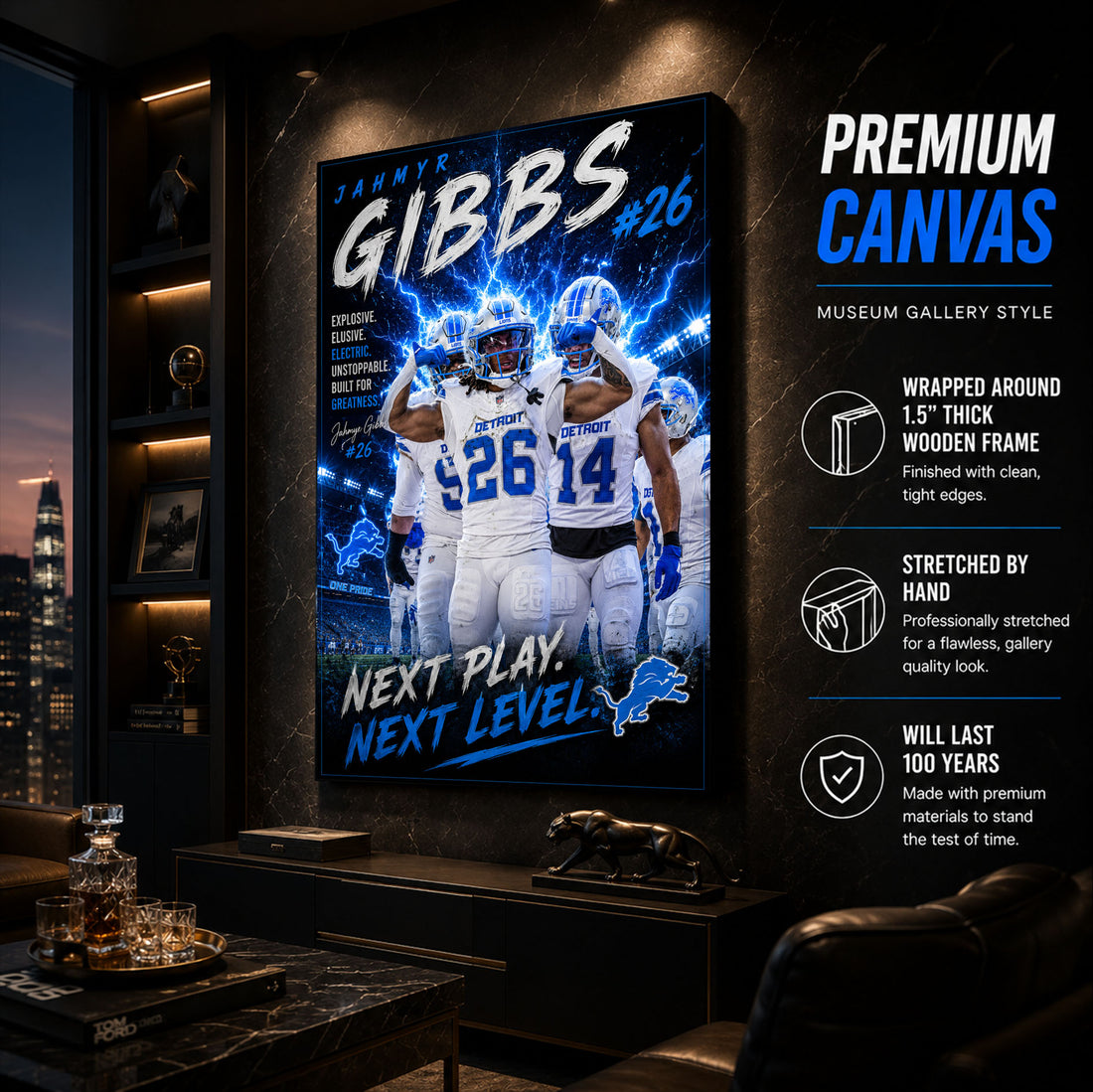 Jahmyr Gibbs Lions Fan Poster or Canvas Wall Art