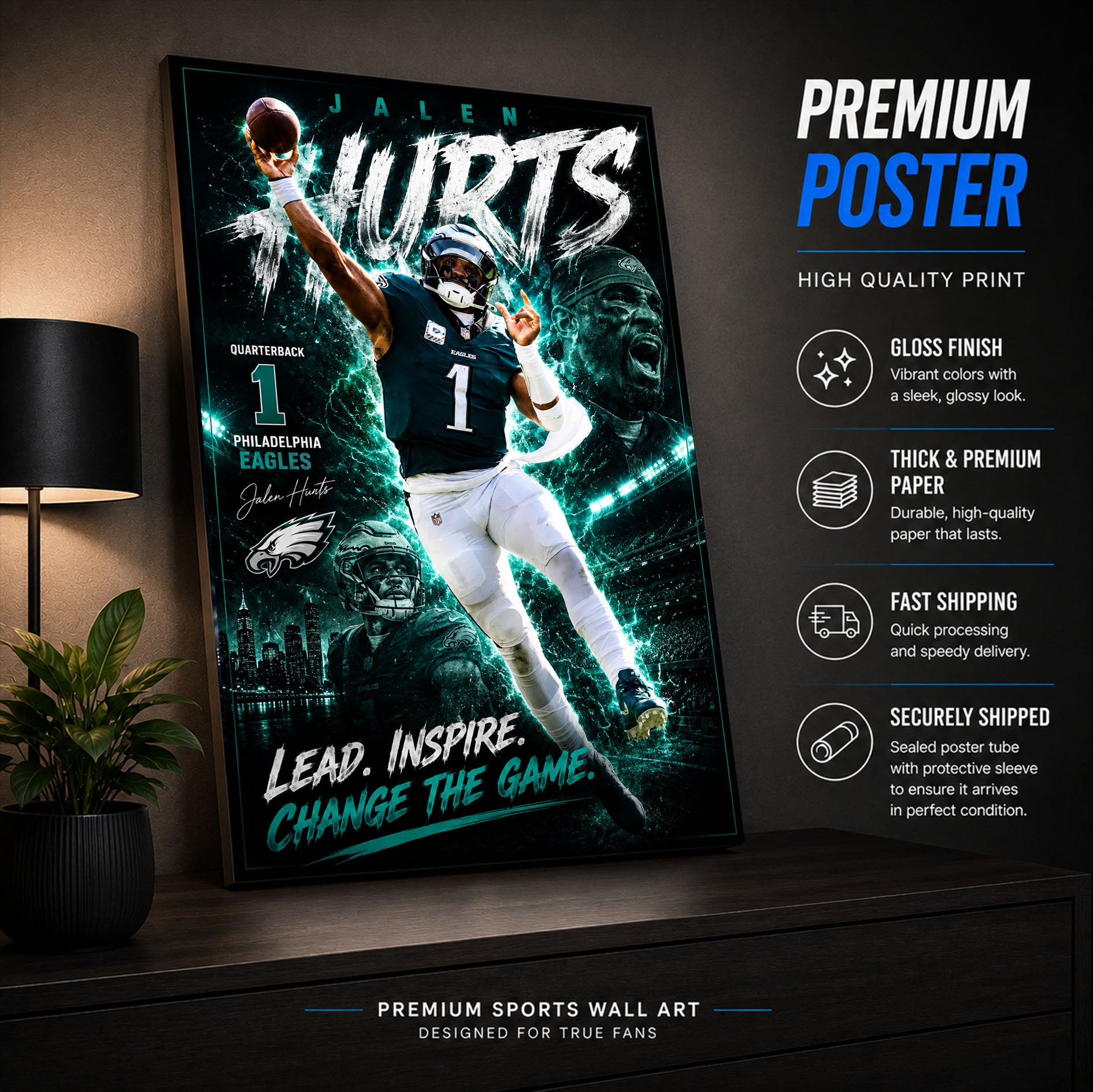 Jalen Hurts Eagles Fan Poster or Canvas Wall Art