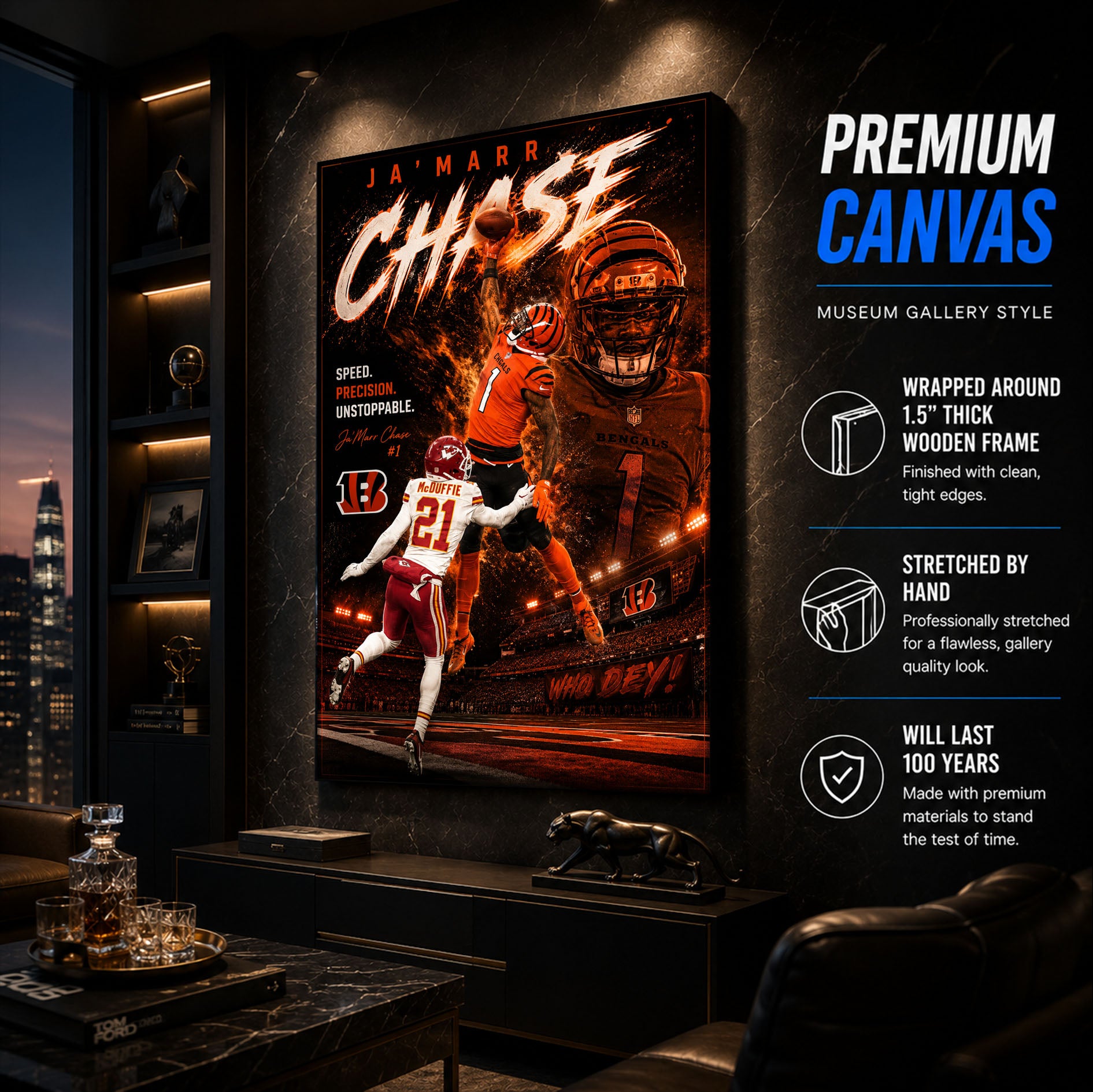 JaMarr Chase Bengals Fan Poster or Canvas Wall Art