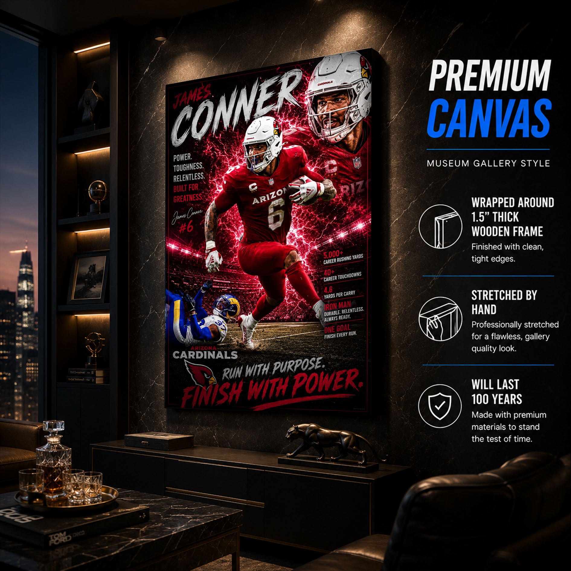 James Conner Cardinals Fan Poster or Canvas Wall Art