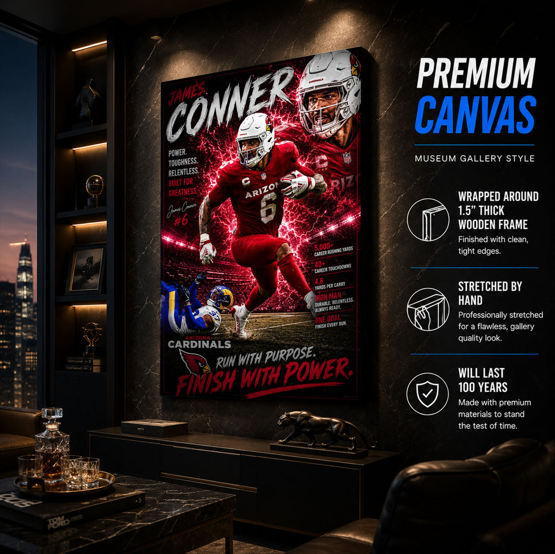 James Conner Cardinals Fan Poster or Canvas Wall Art